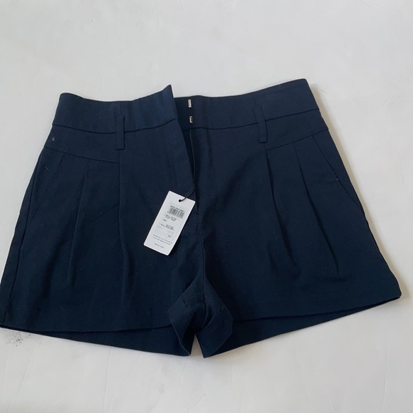 Reiss April cotton pleat front navy blue shorts 8 NWT - Picture 5 of 9